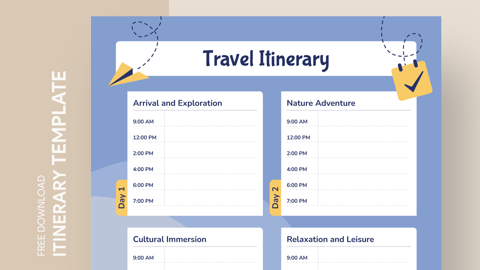 5 Day Travel Itinerary Free Google Docs Template - gdoc.io