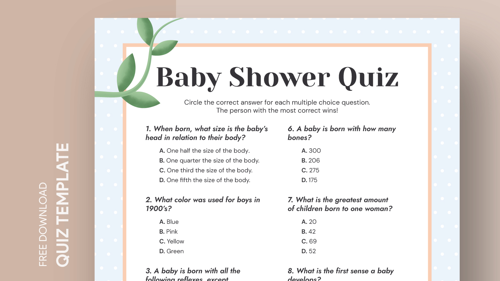 Baby Shower Quiz Free Google Docs Template 