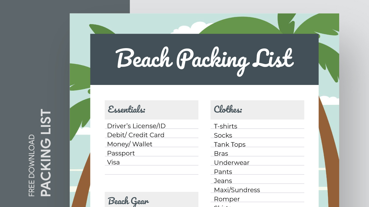 Beach packaging. Packing list Template.