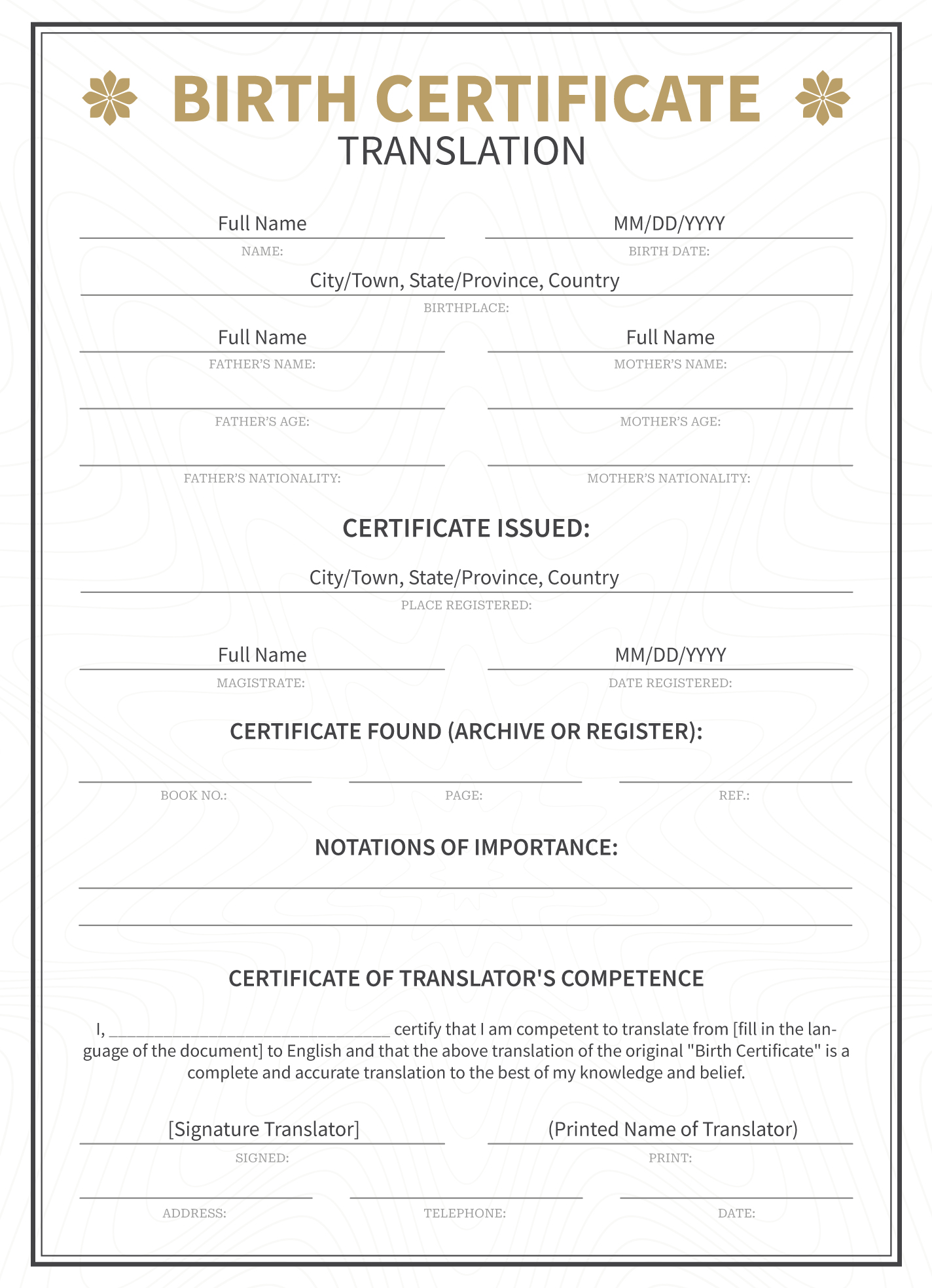 Birth Certificates Templates