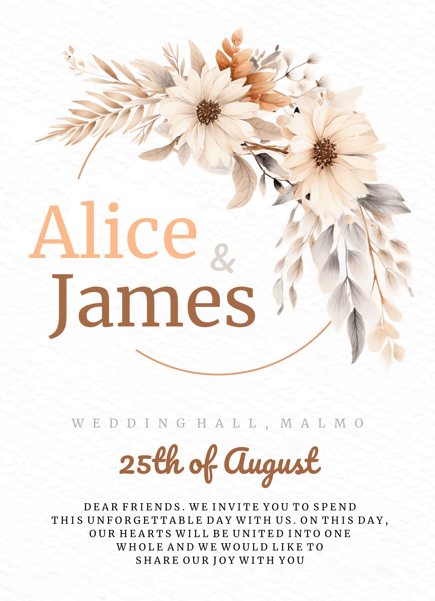 Boho Wedding Invitation Free Google Docs Template - gdoc.io