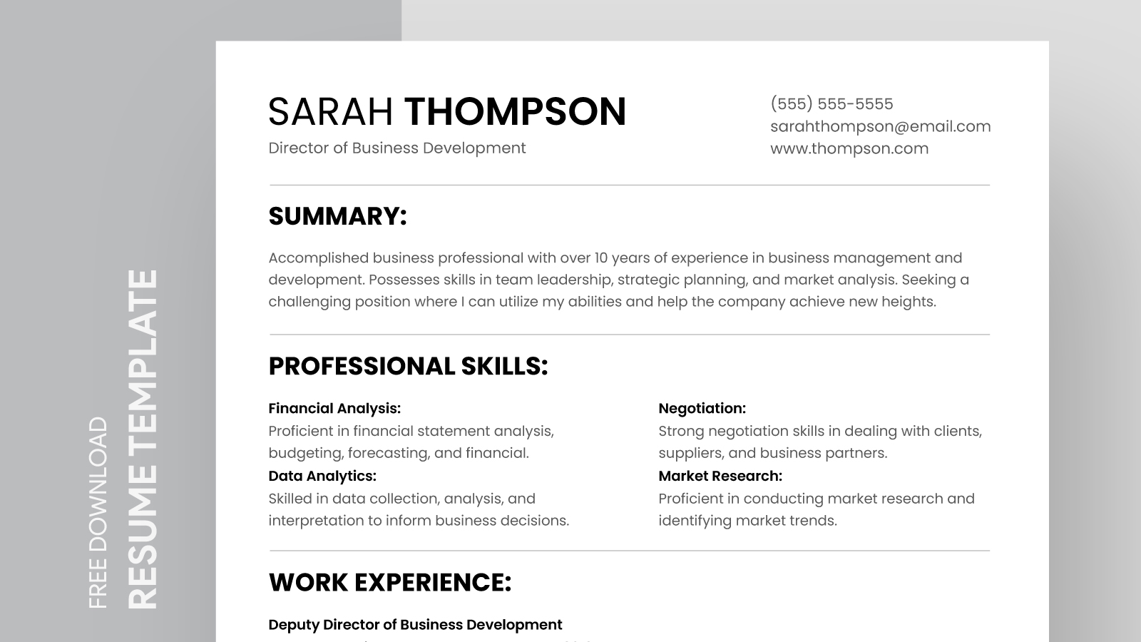 Business Resume Free Google Docs Template - gdoc.io