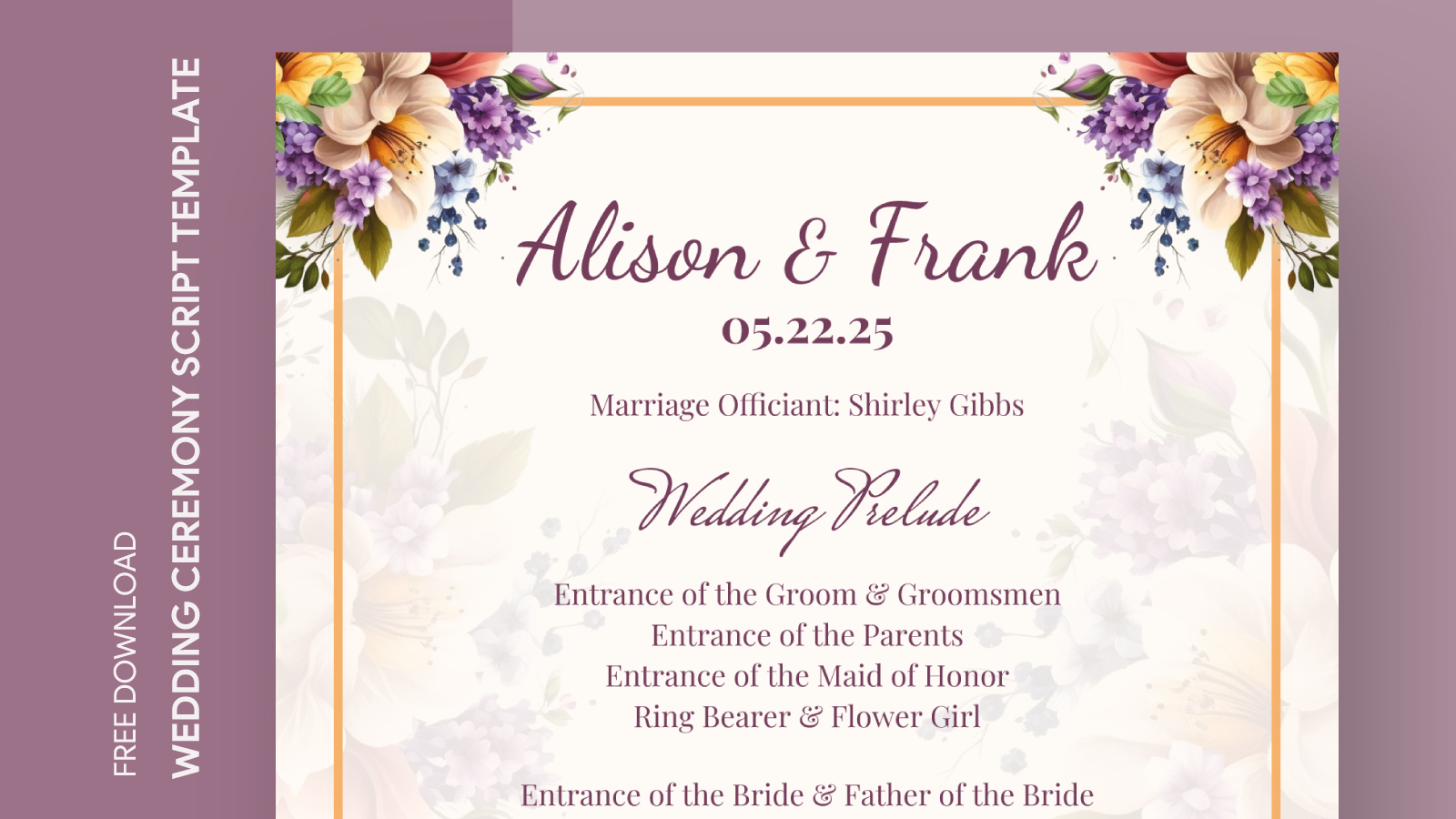 Casual Wedding Ceremony Script Free Google Docs Template - gdoc.io