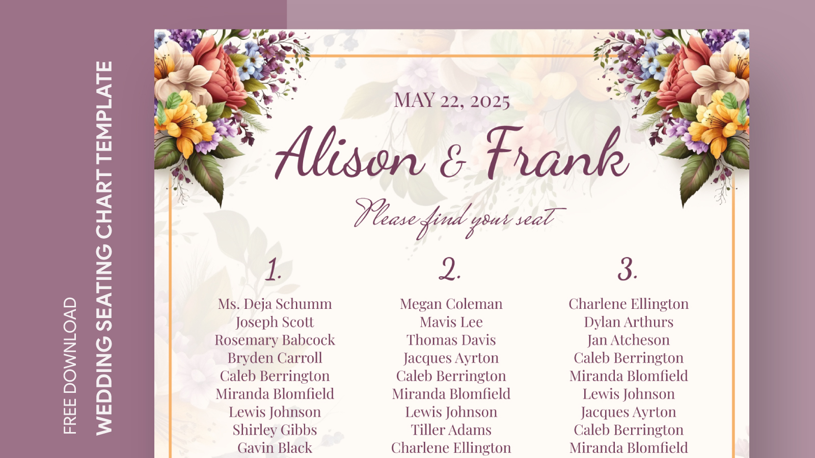 Casual Wedding Seating Chart Free Google Docs Template - Gdoc.io