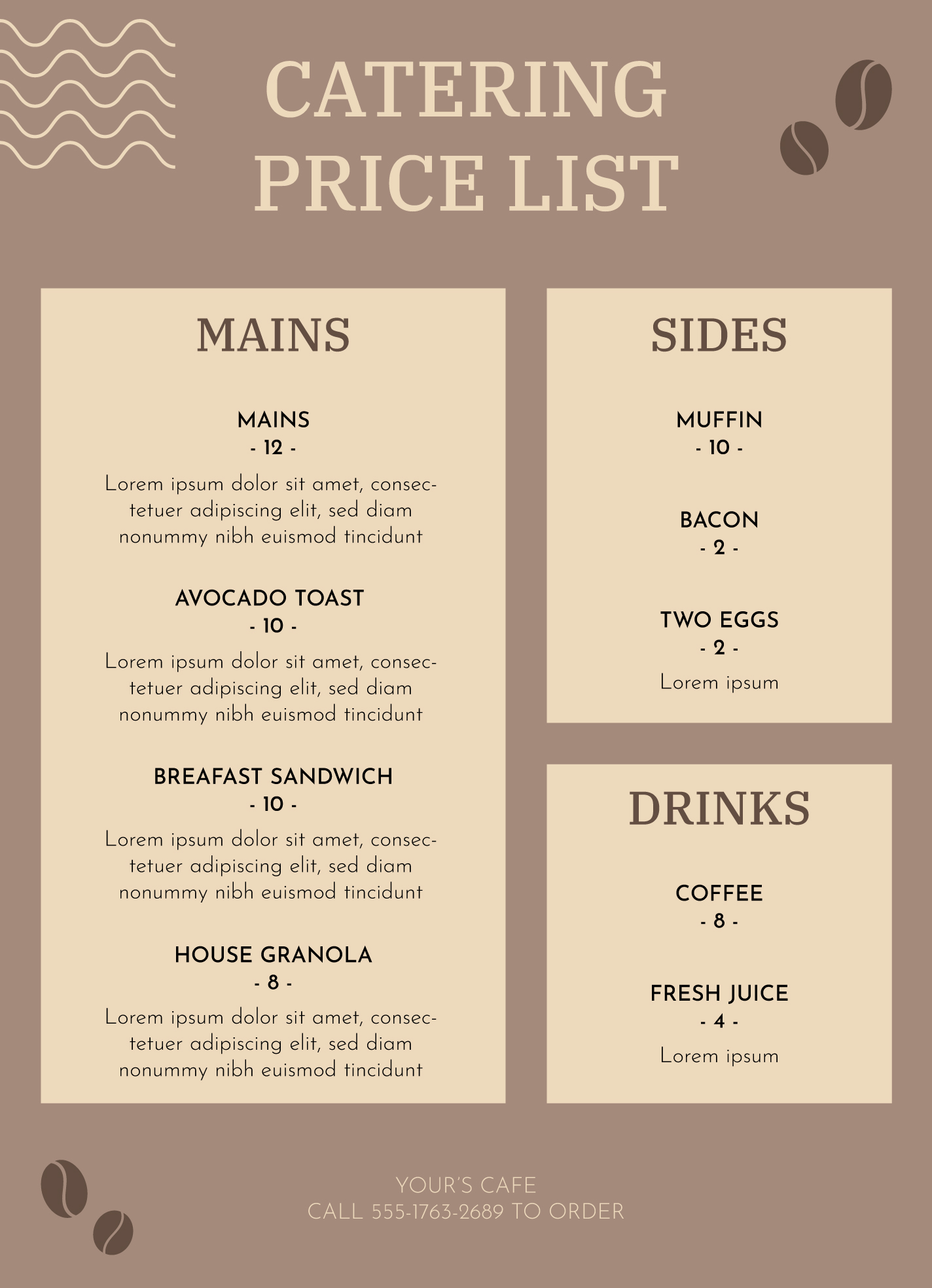 Premium Vector  Price list menu with coffee beans