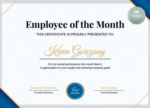 employee of the month certificate template with picture