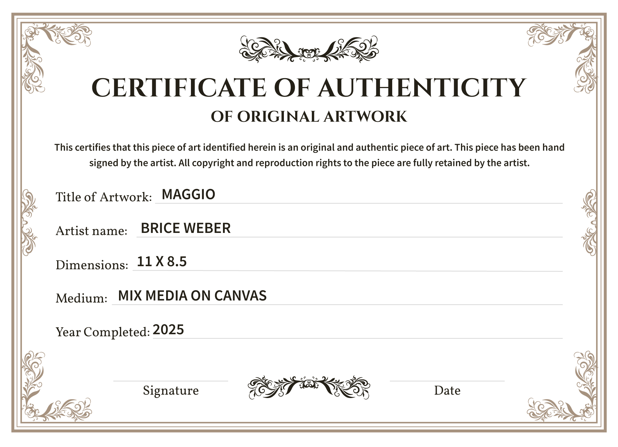 certificate of installation template