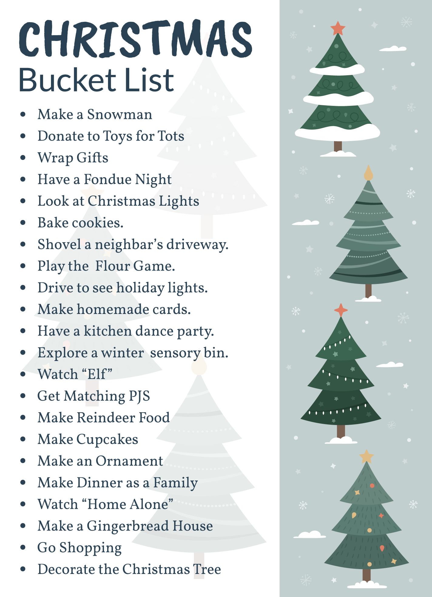 Winter Bucket List, Winter Activity Checklist, Winter Printable, Wintertime  Activities, Holiday, Christmas, Bucketlist, Instant Download 