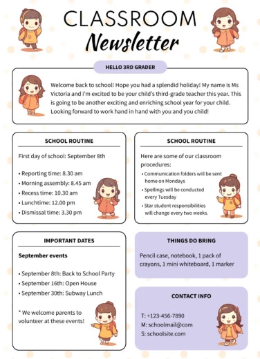 elementary school newsletter templates