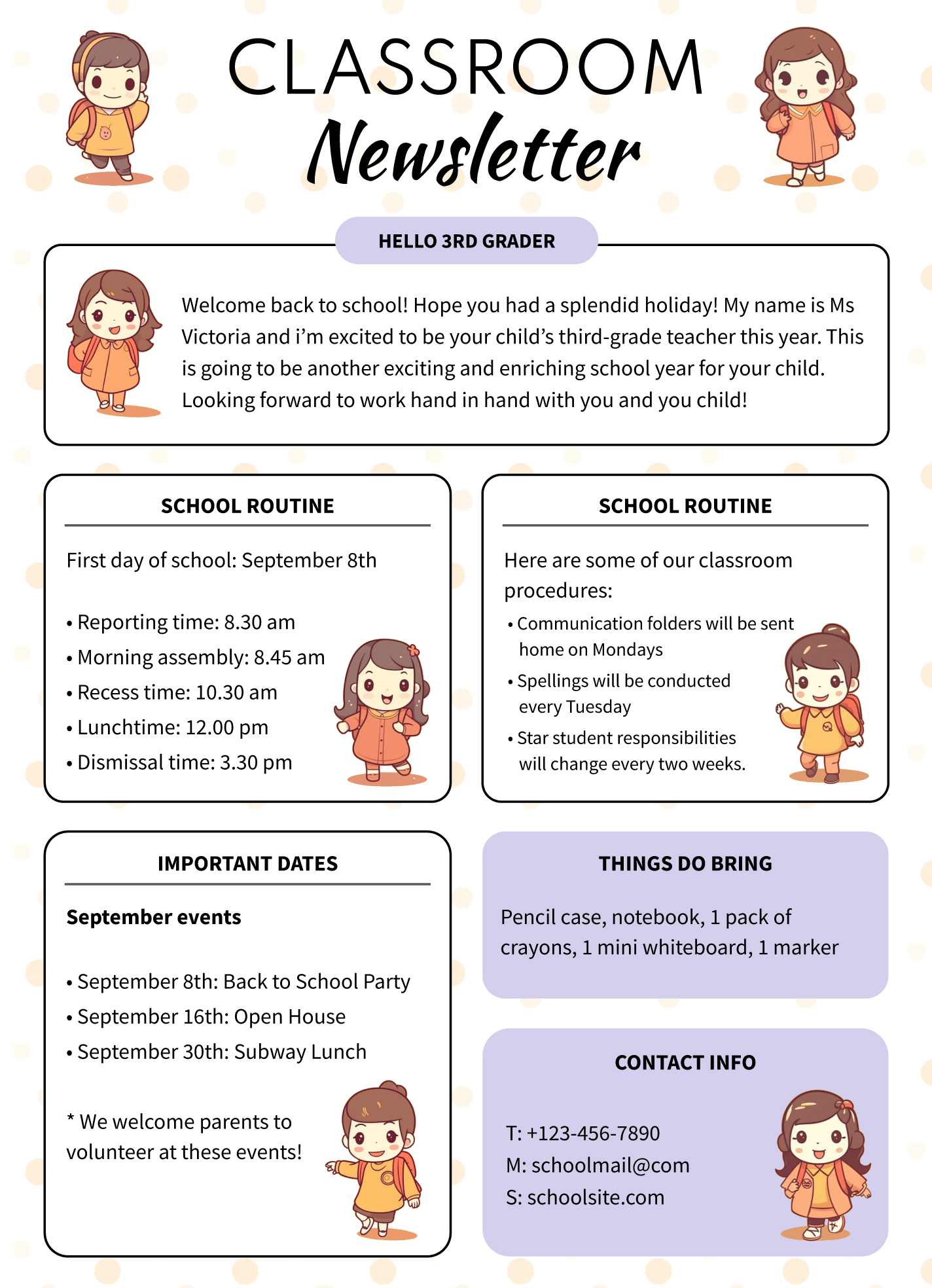 elementary school newsletter templates