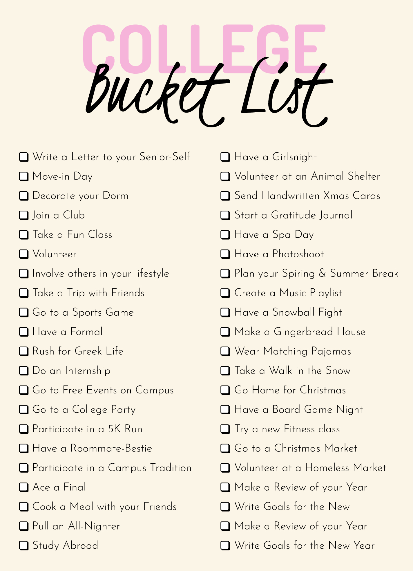 life bucket list ideas