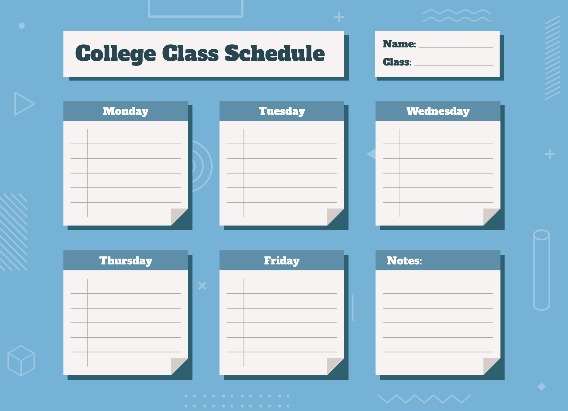 Free Printable Class Specials Schedule Template - Free Printable Schedules