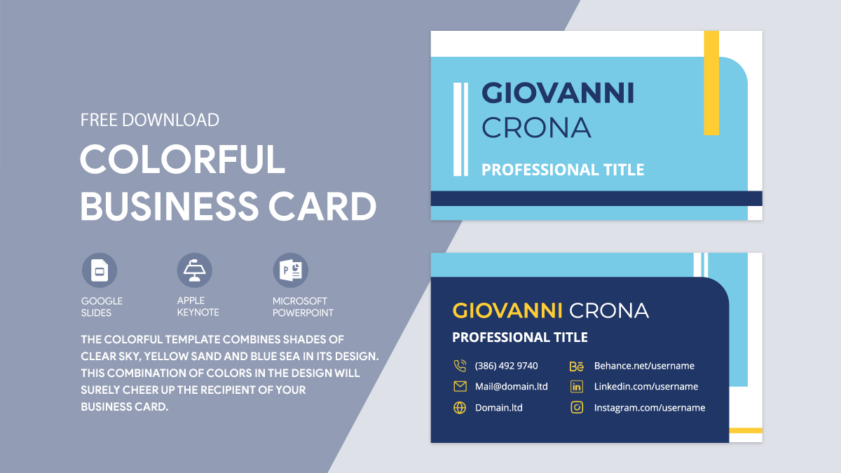 Colorful Business Card Free Google Docs Template - gdoc.io