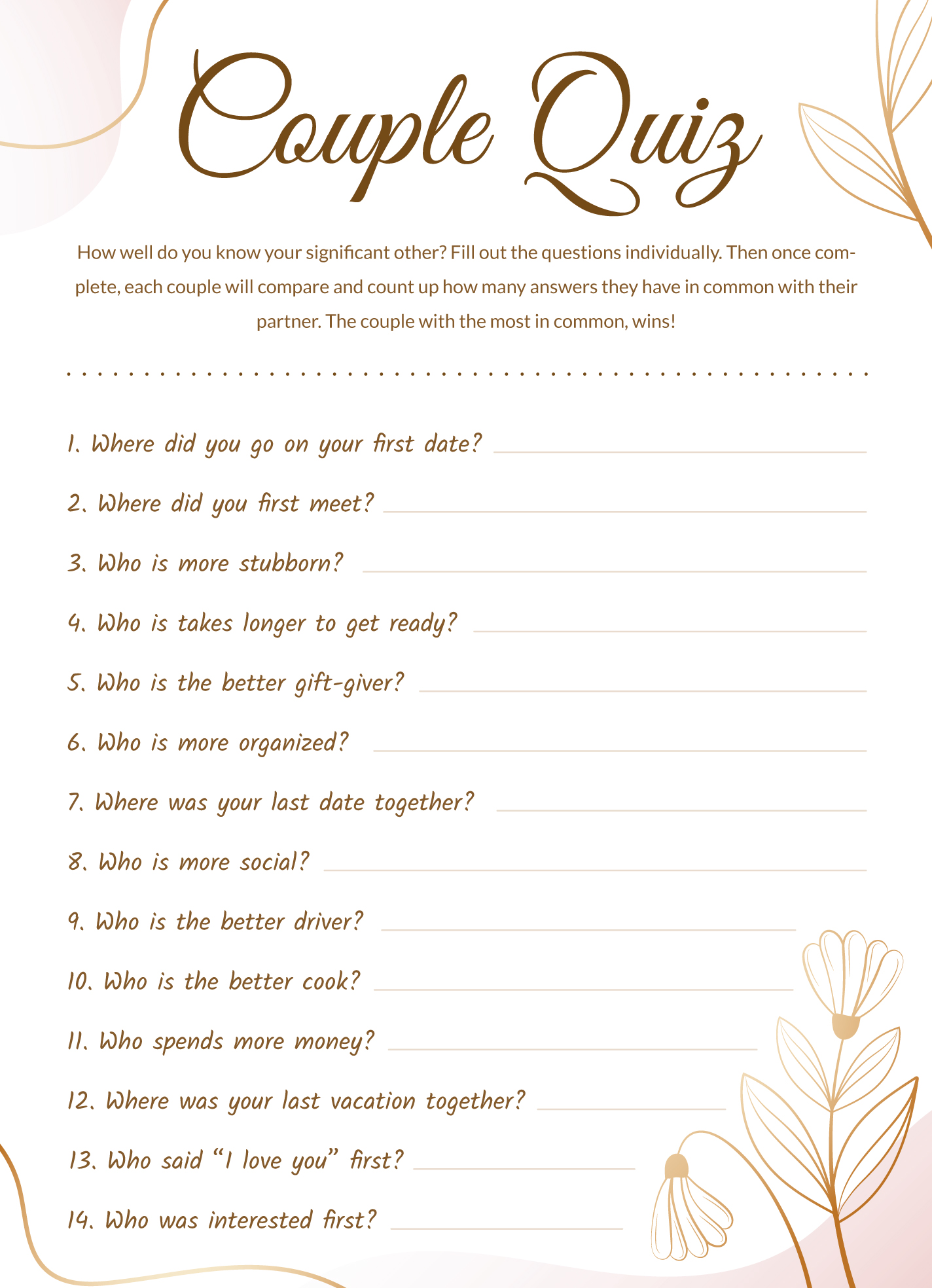 20 Questions for Couples
