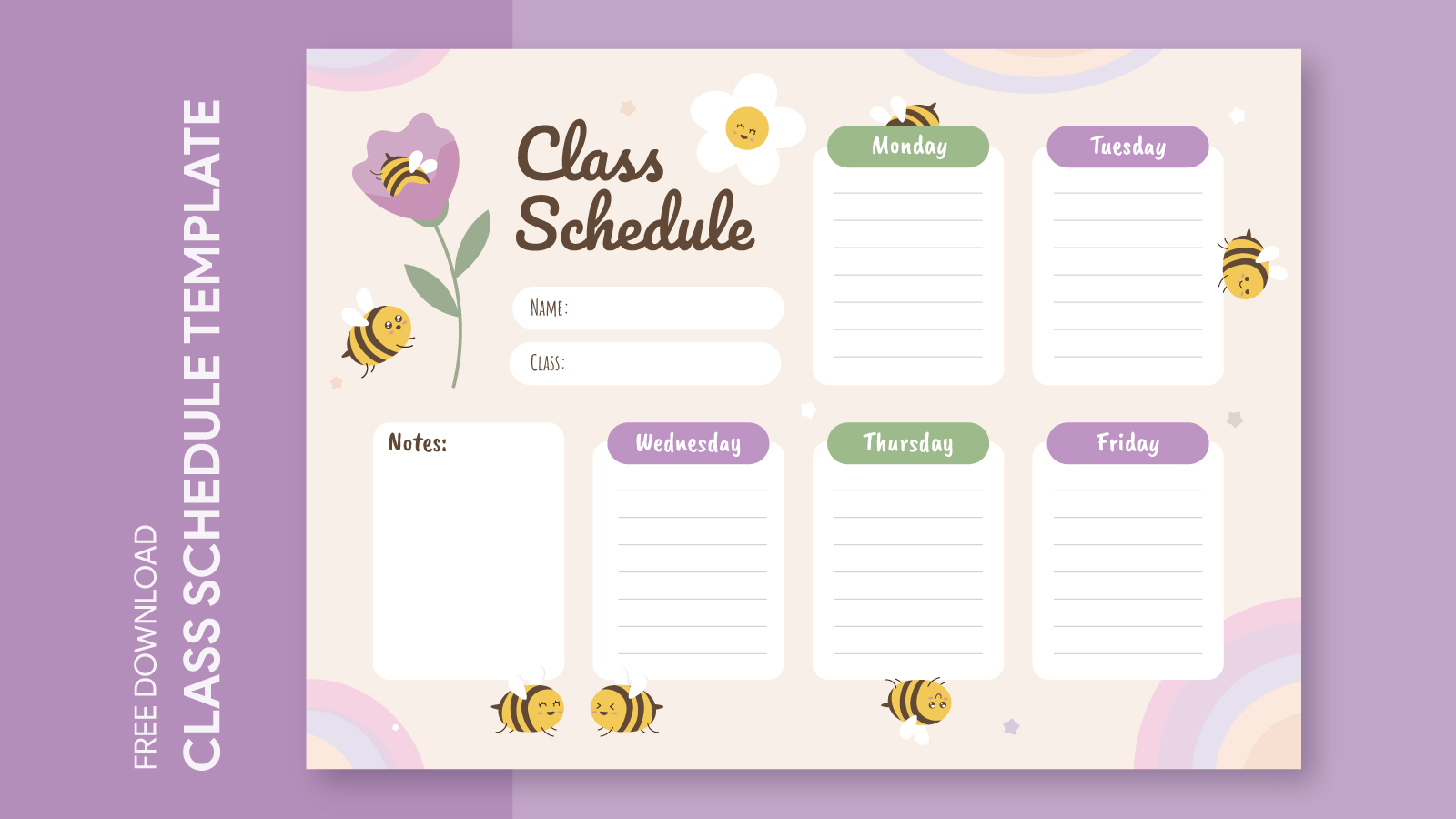 Cute Class Schedule Free Google Docs Template gdoc.io