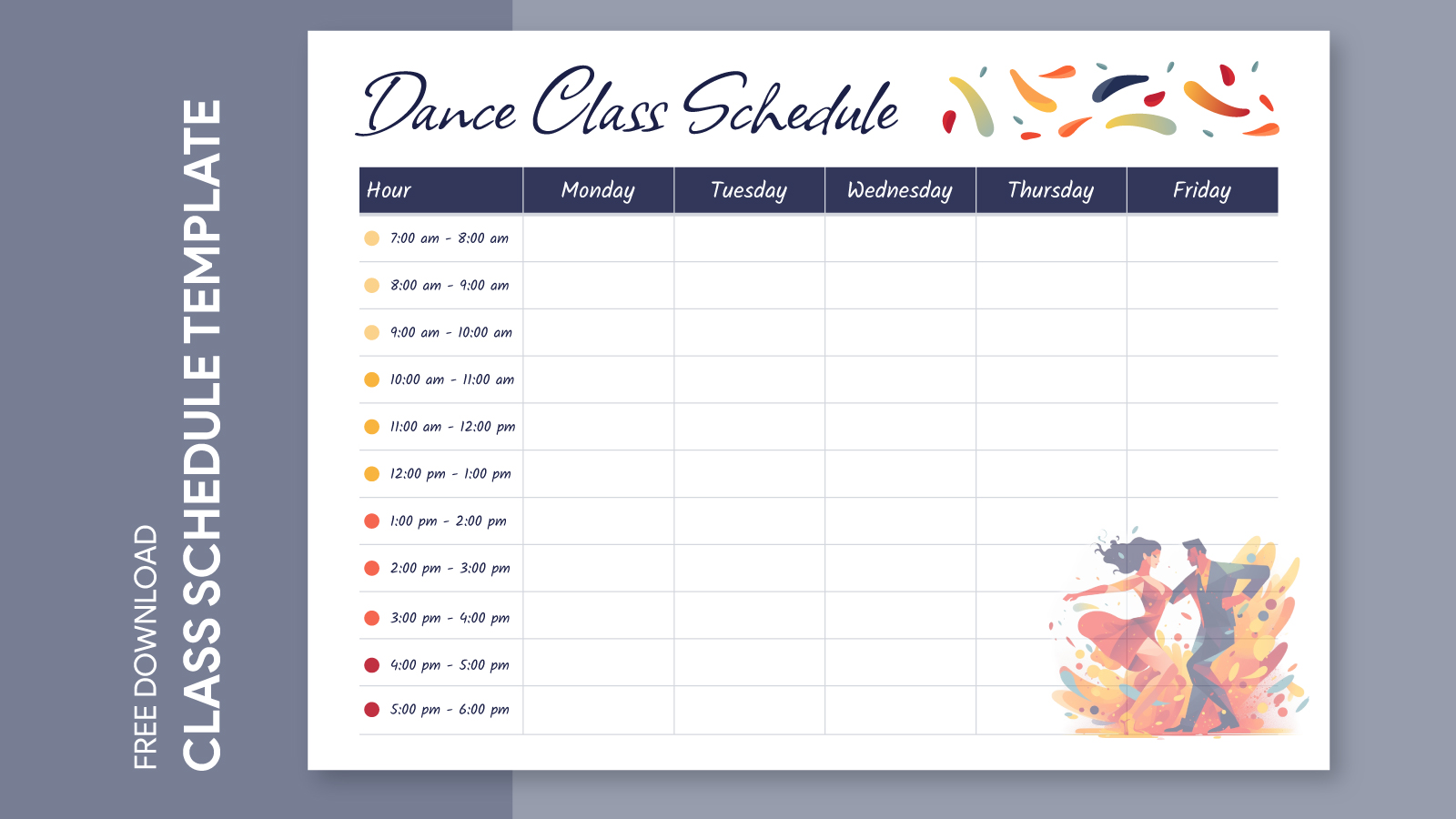 Dance Class Schedule Free Google Docs Template gdoc.io