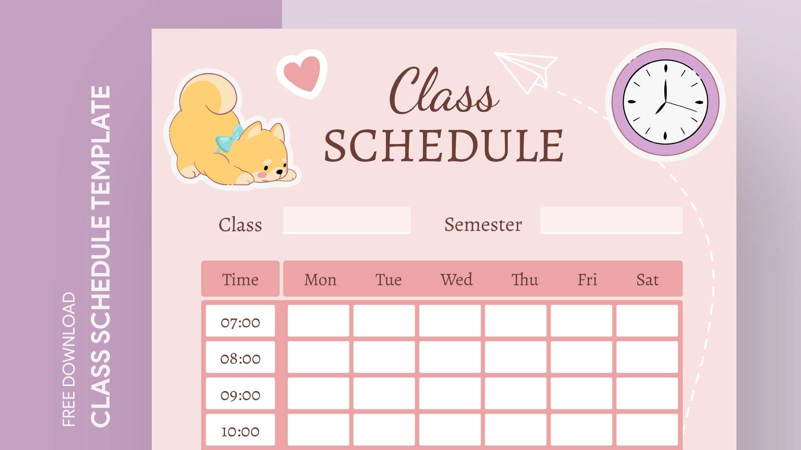 Editable Cute Class Schedule Free Google Docs Template gdoc.io