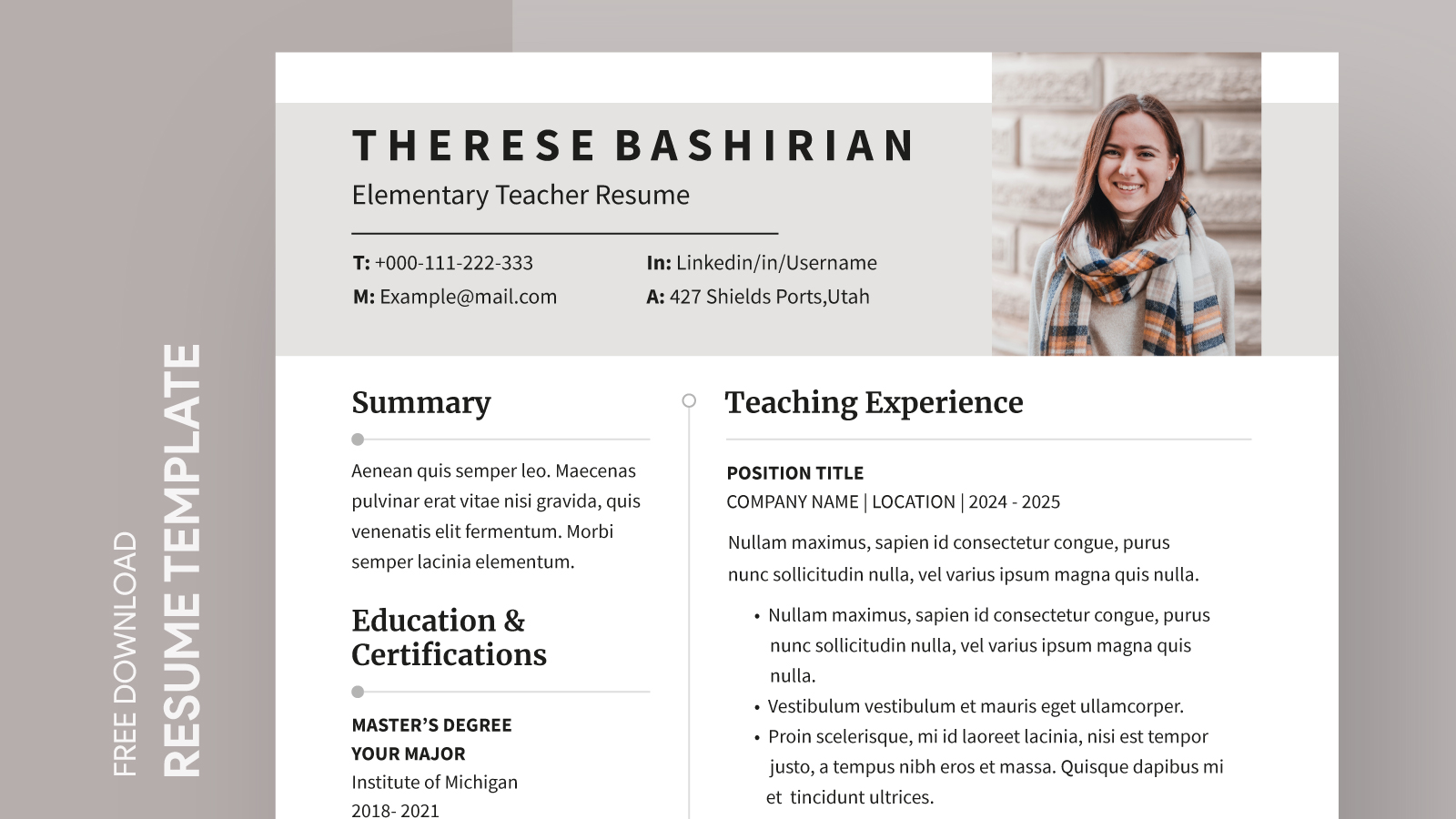 Elementary Teacher Resume Free Google Docs Template Gdoc io