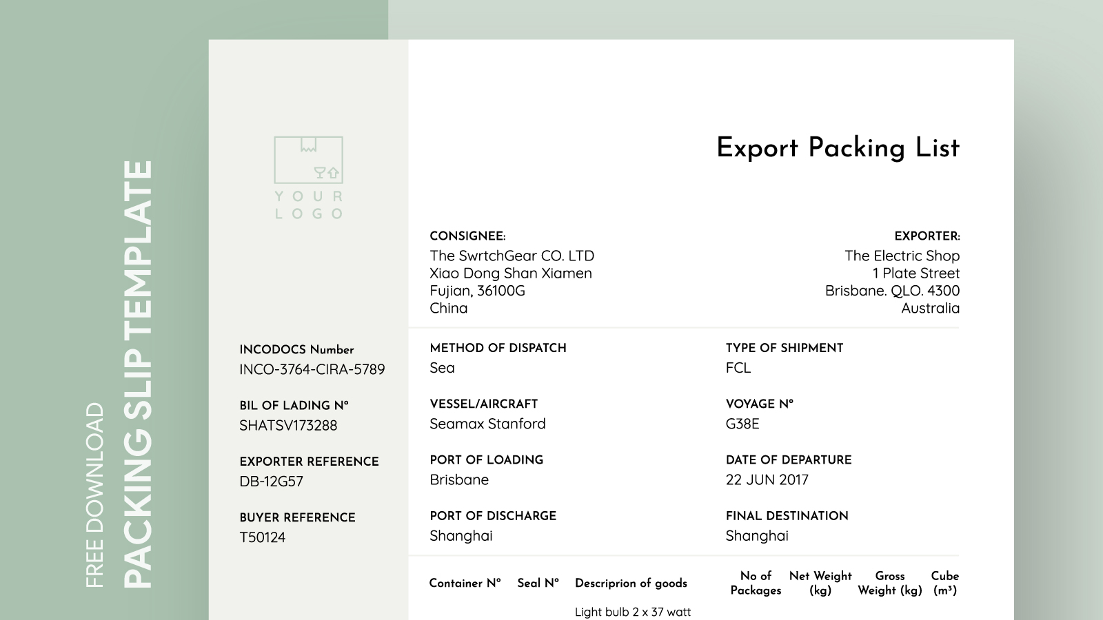 Export Packing List Free Google Docs Template gdoc.io