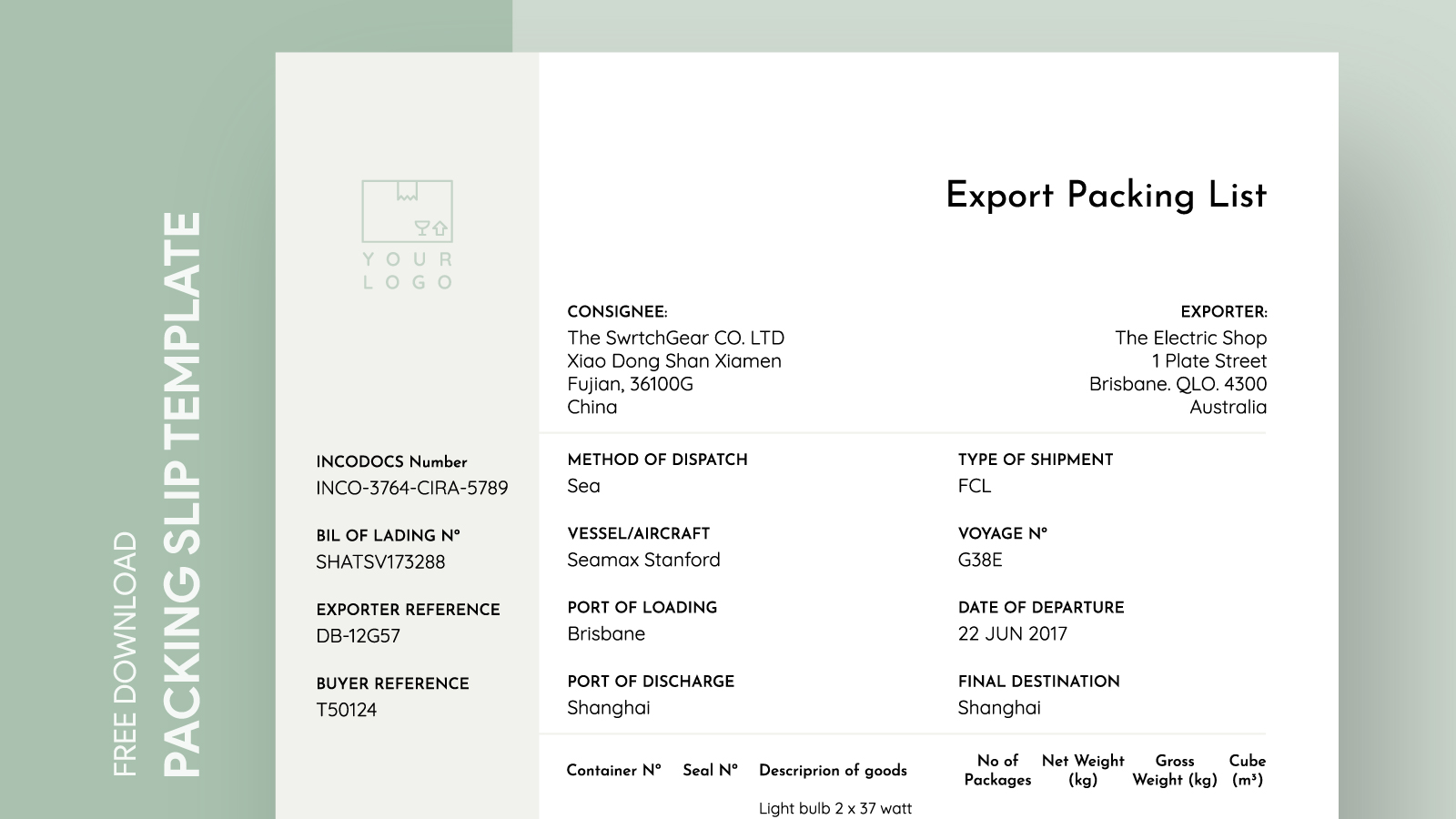 Purpose Of Export Packing List