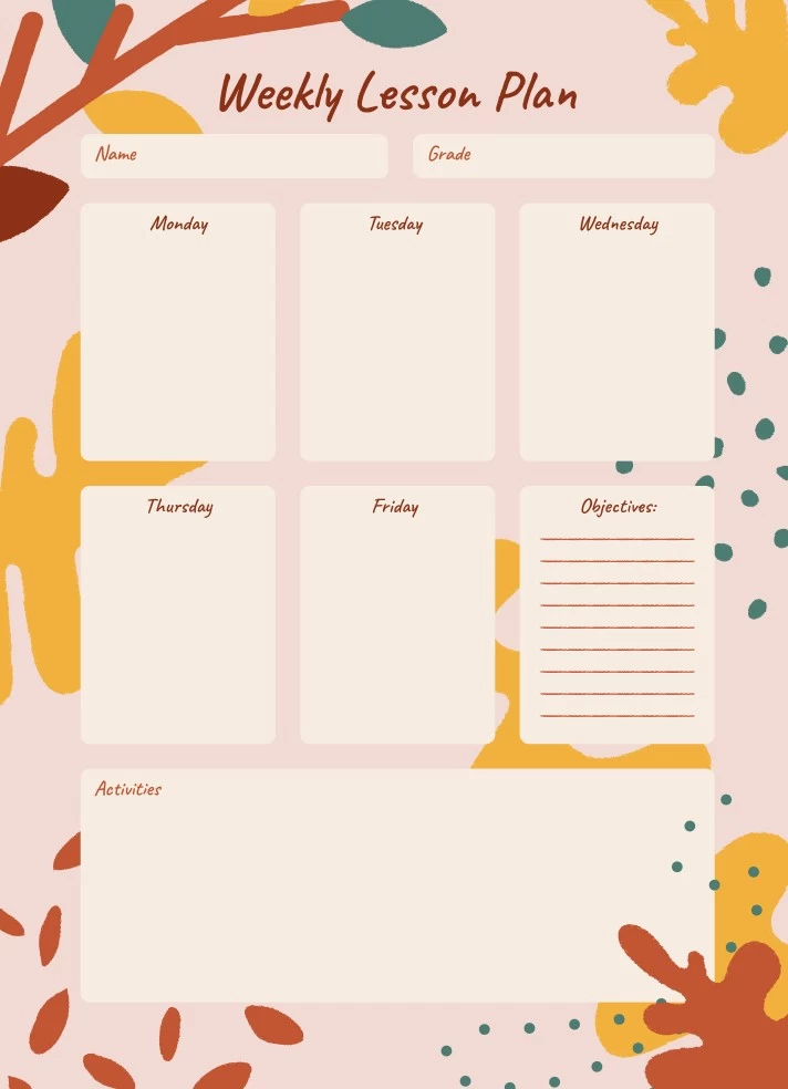 Preschool Weekly Lesson Plans Samples