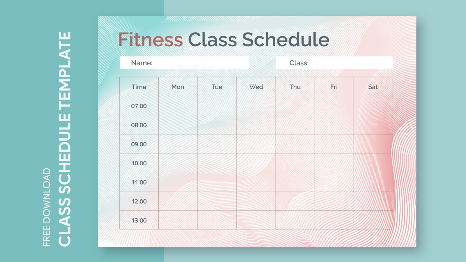 Fitness Class Schedule Free Google Docs Template 