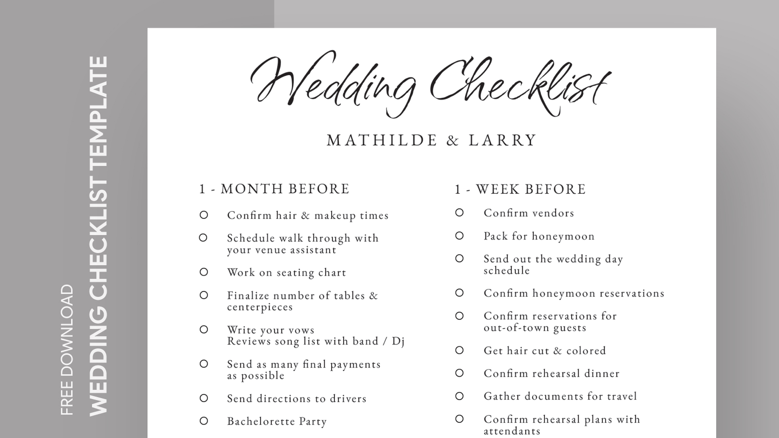 Formal Wedding Checklist Free Google Docs Template - gdoc.io