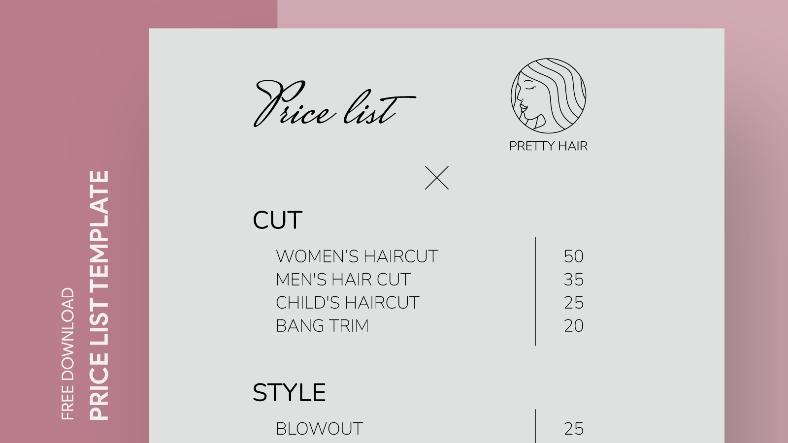 Hair Price List Free Google Docs Template 