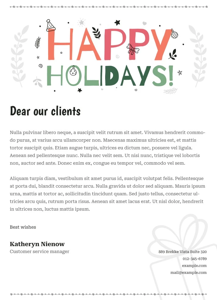 holiday newsletter template