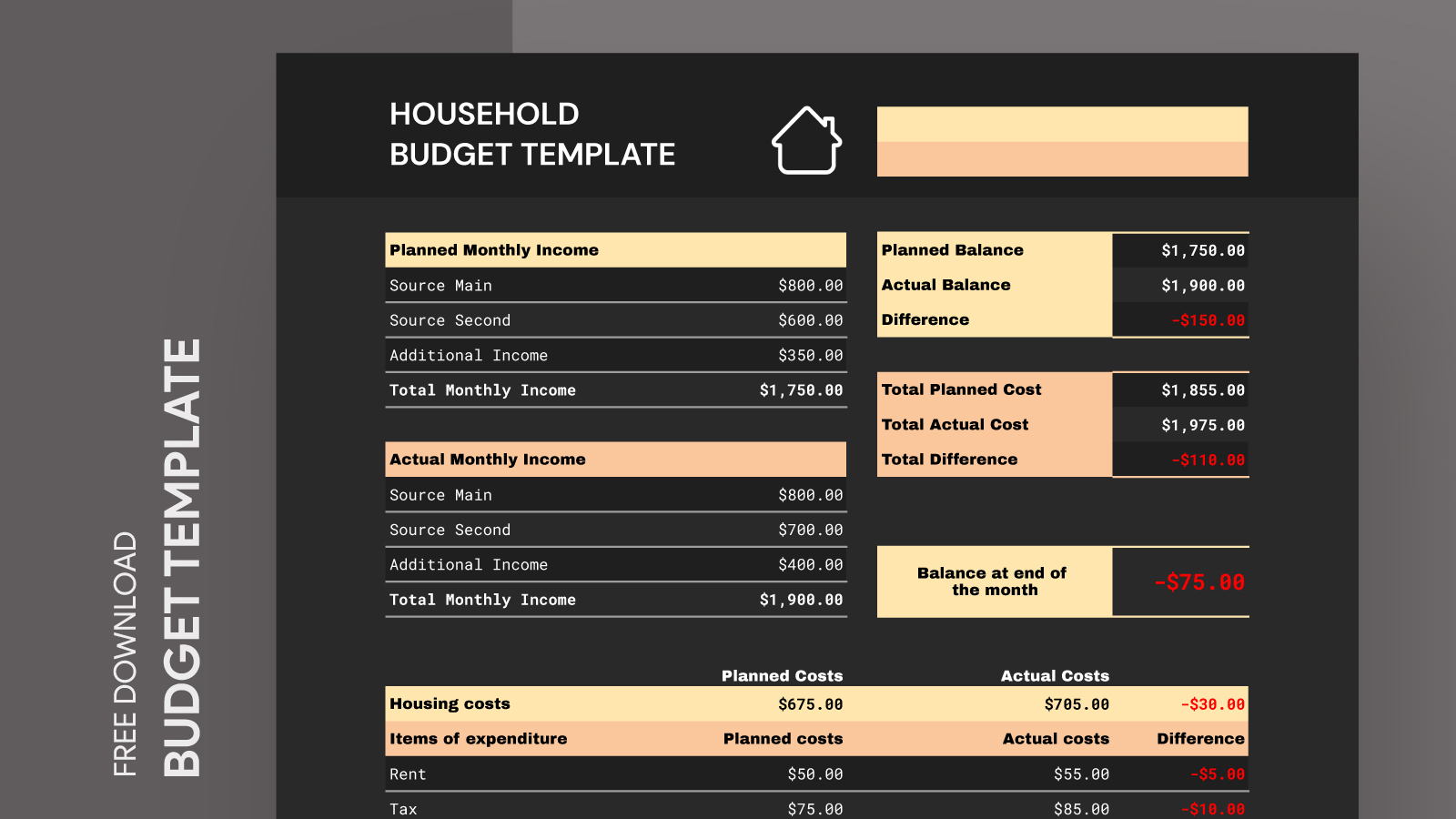 Household Budget Free Google Sheets Excel Template Gdoc io