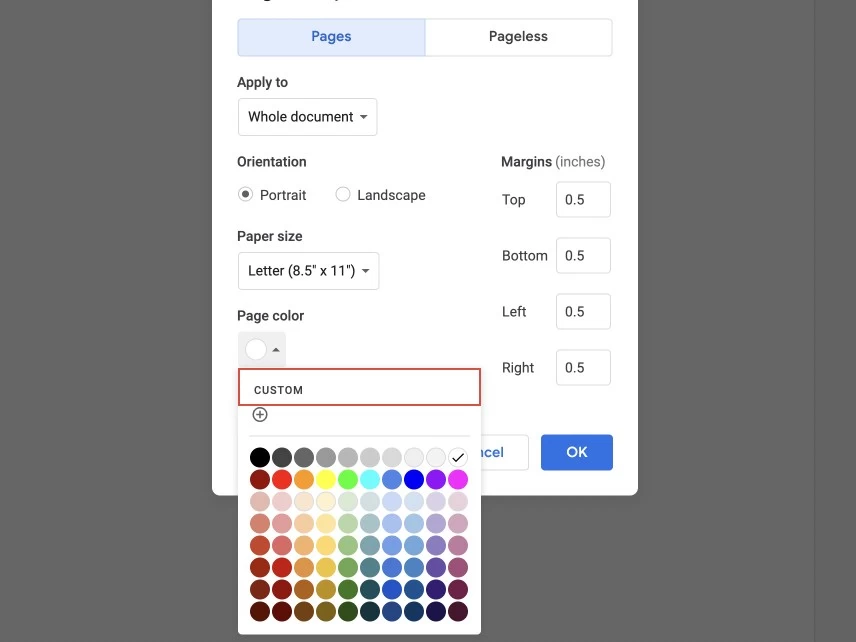 How to Set Background Color in Google Docs? 
