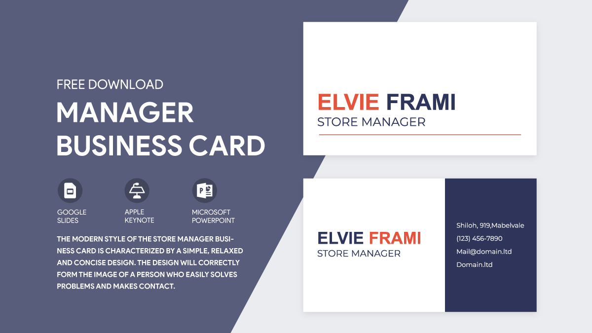 Manager Business Card Free Google Docs Template gdoc.io