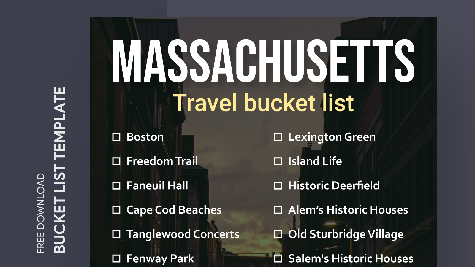 Massachusetts Travel Bucket List Free Google Docs Template gdoc.io