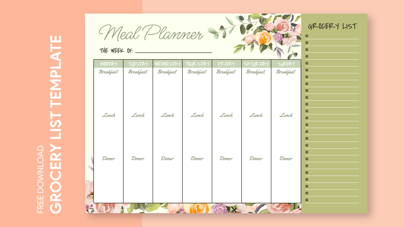 Meal Planner With Grocery List Free Google Docs Template Gdoc io