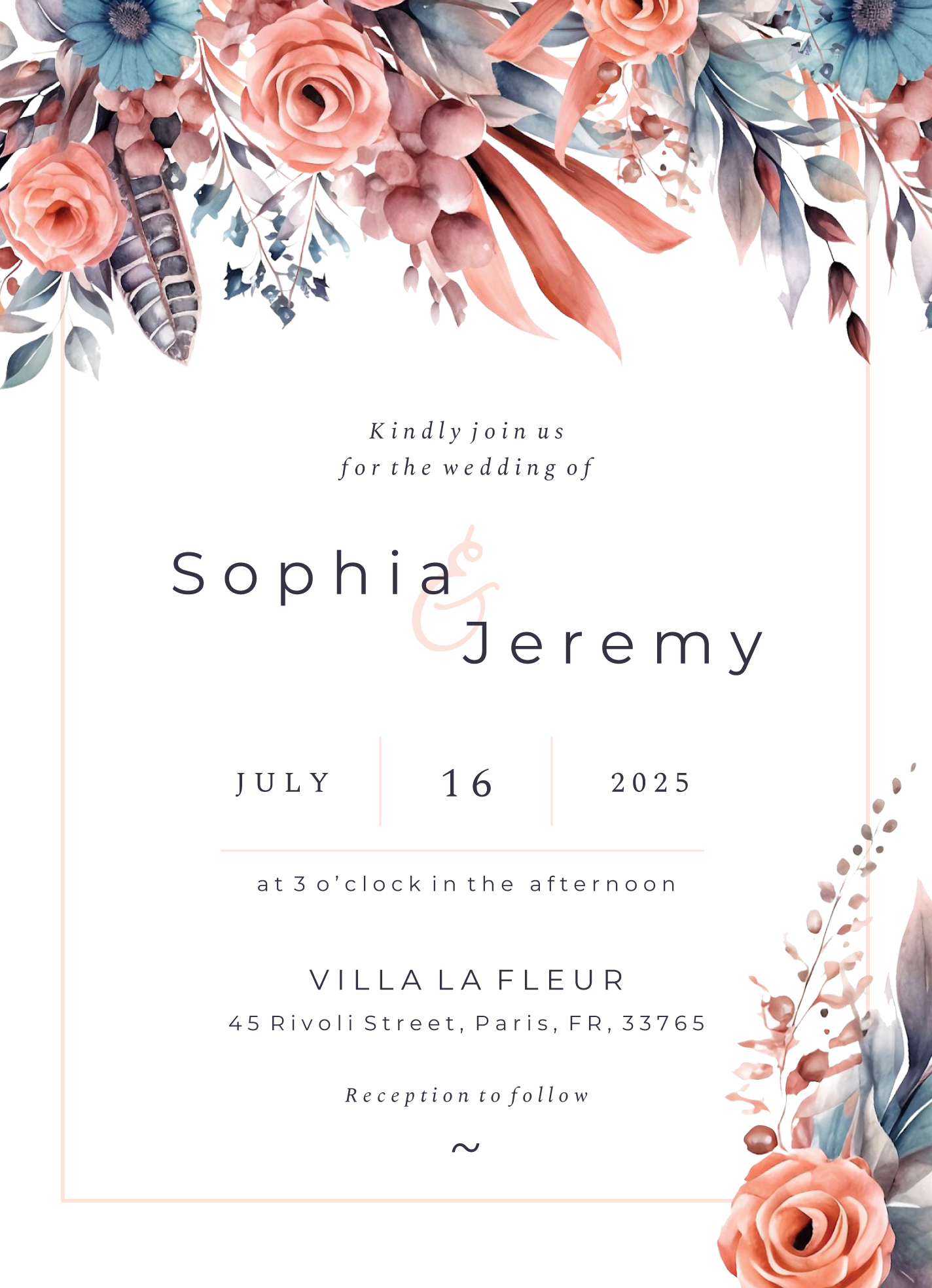 modern wedding invitation free google docs template - gdoc.io
