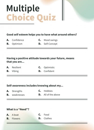 Beautiful Quiz Template A4 Modelo