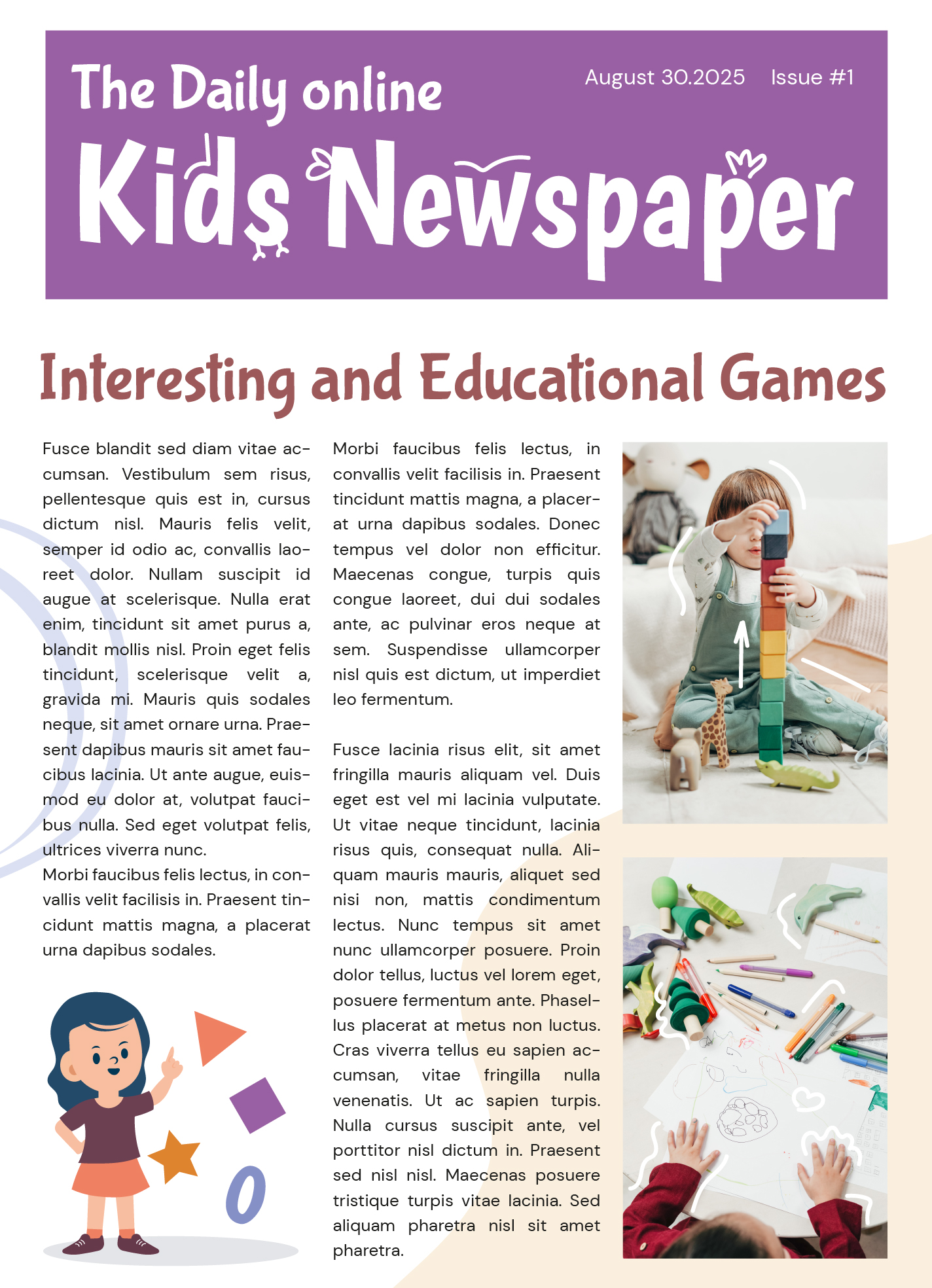 newspaper articles for children