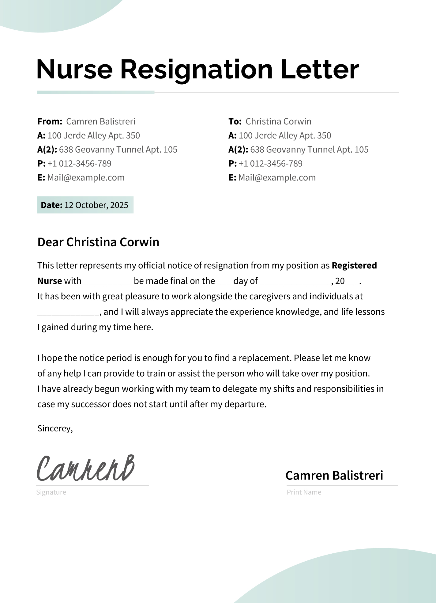 Simple Resignation Letter Format In Word