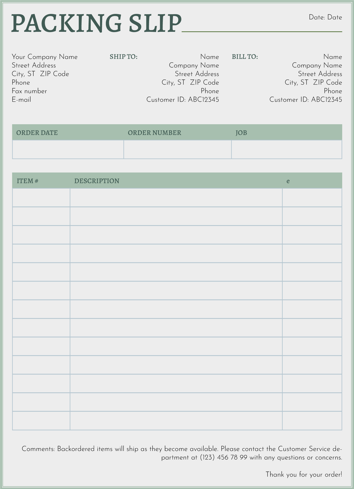 Free Packing Slip Template For Excel And Google Sheets, 42% OFF