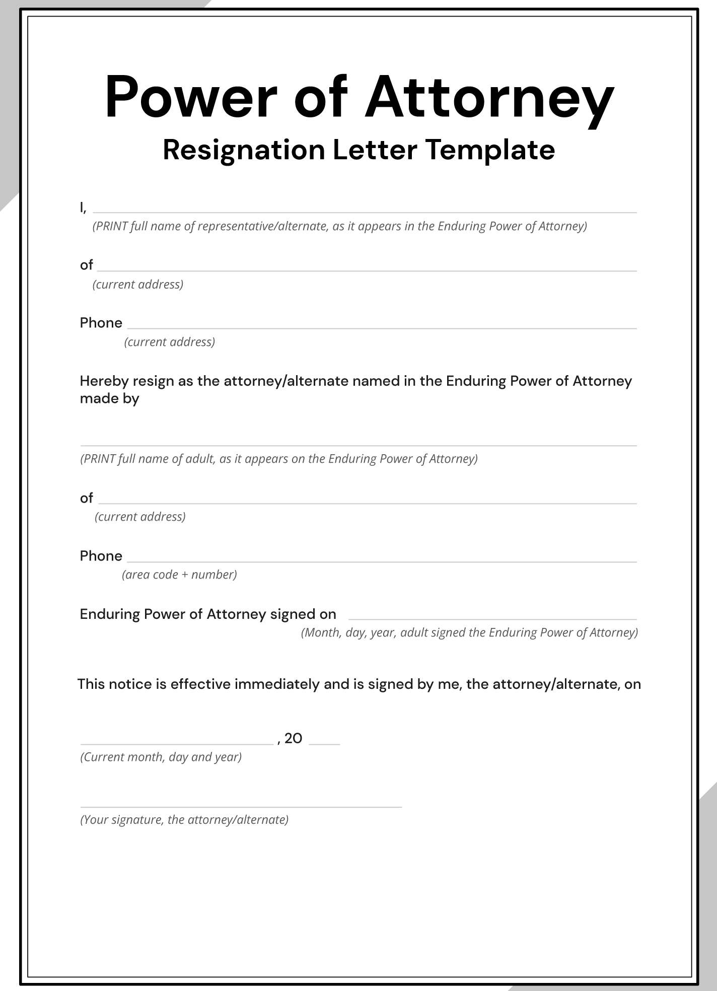 Printable Power Of Attorney Resignation Letter Template Printables ...