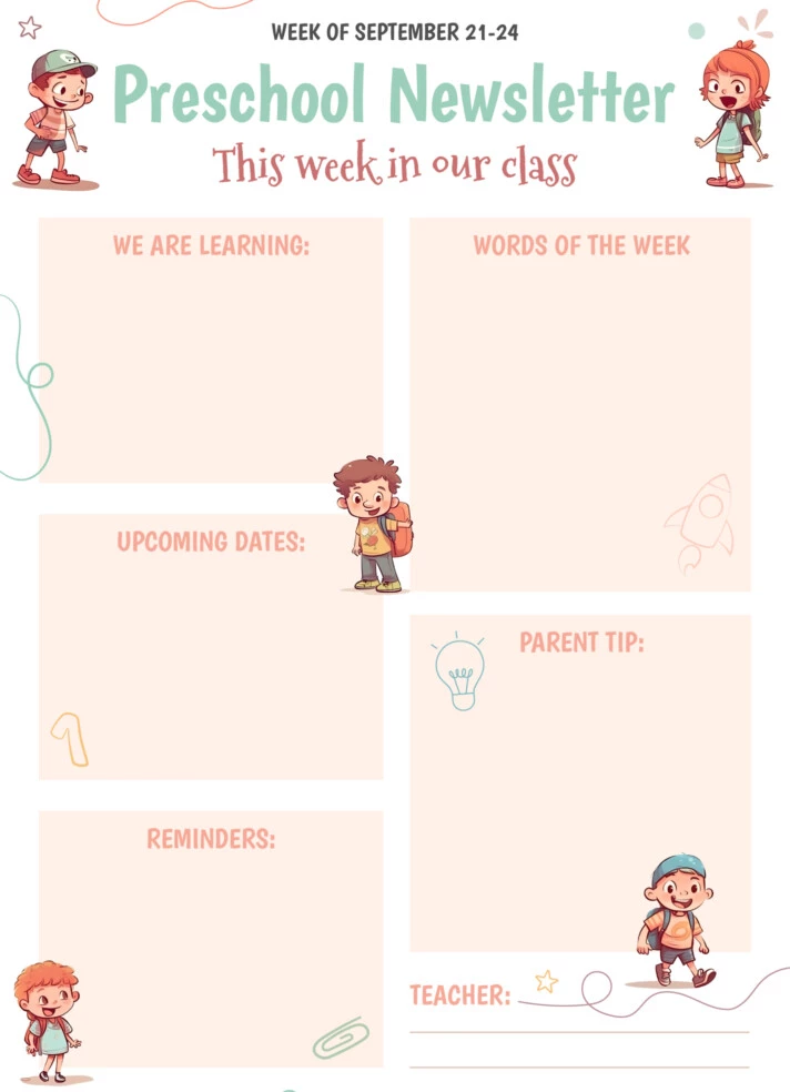 Preschool Newsletter Free Google Docs Template - gdoc.io