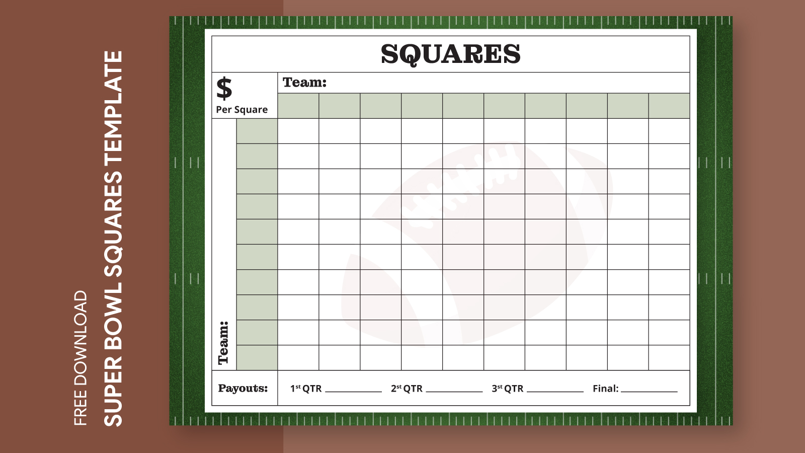 NFL Football Squares Free Google Docs Template 