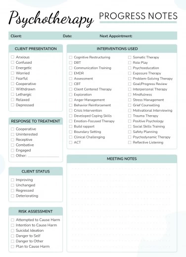 Psychotherapy Progress Notes Free Google Docs Template - gdoc.io