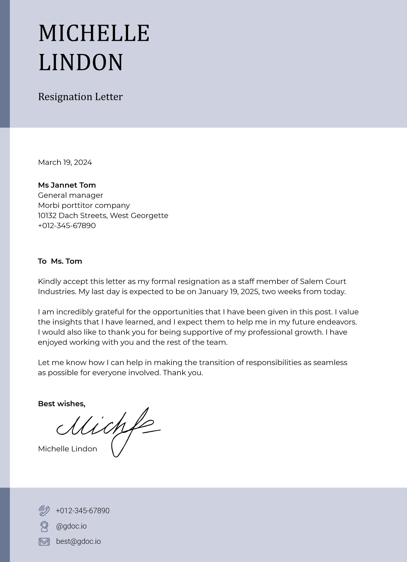 resignation letter sample 2 weeks notice