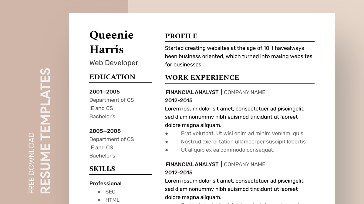 free simple resume template in google
