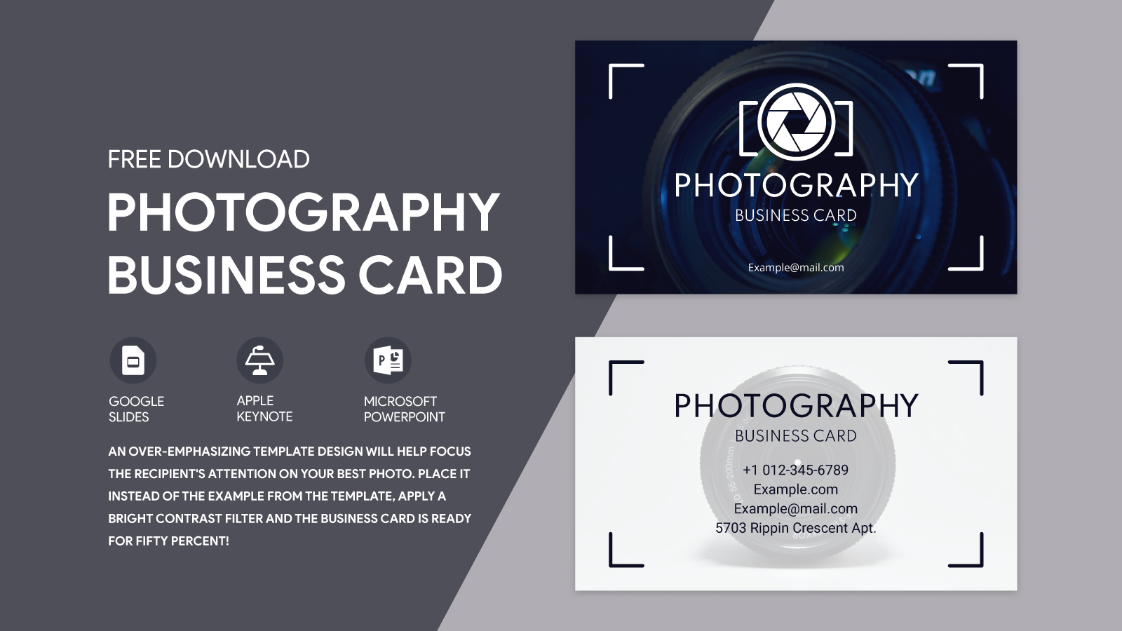 Stylish Photography Business Card Free Google Docs Template Gdoc io