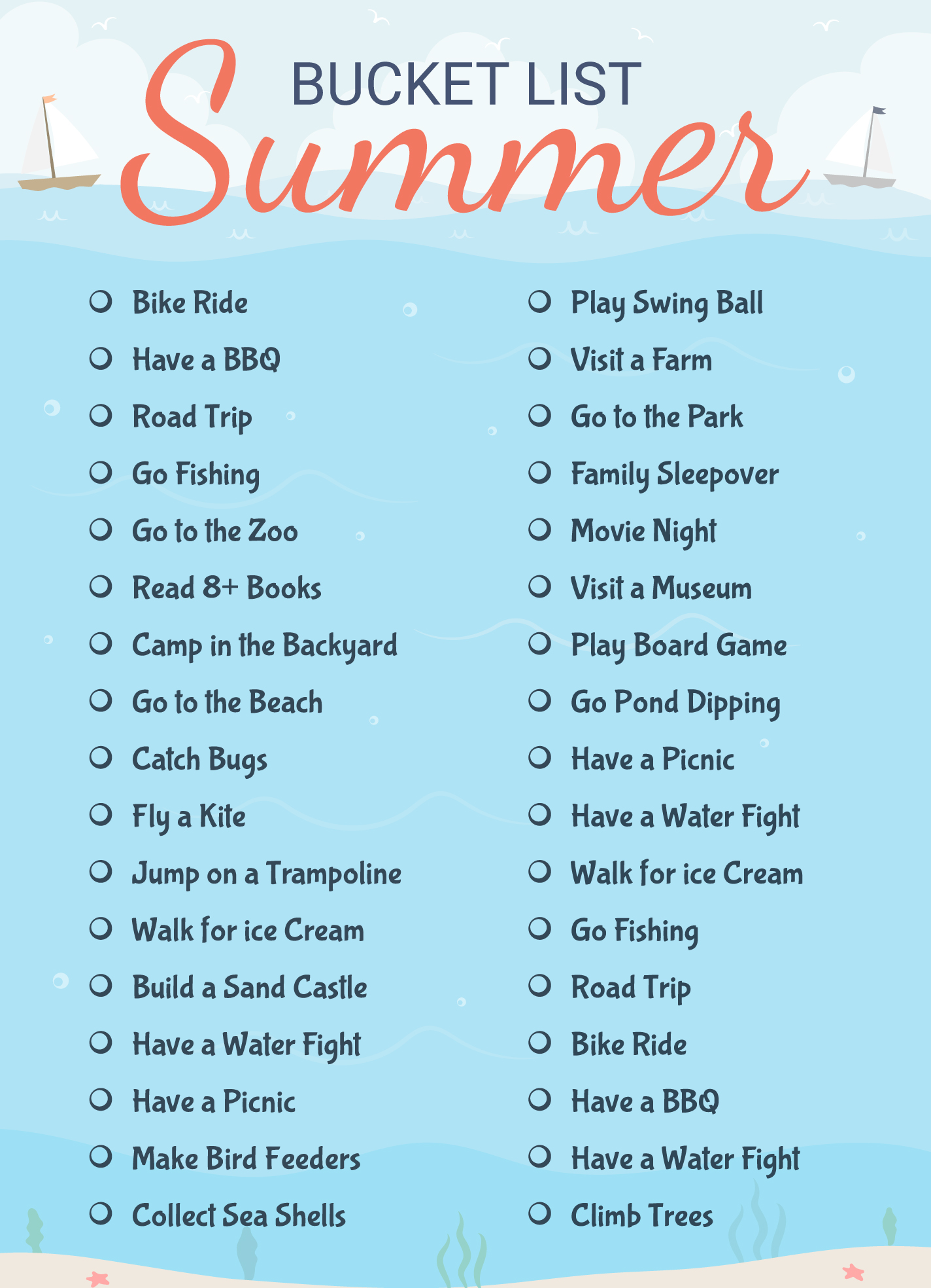 Summer Bucket List For Couples Free Google Docs Template 
