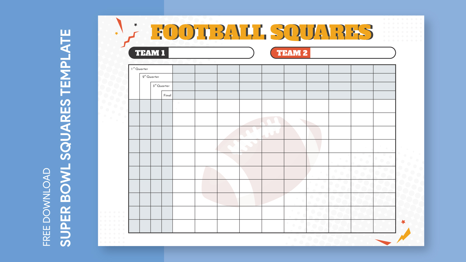 Super Bowl Football Squares Free Google Docs Template Gdoc io