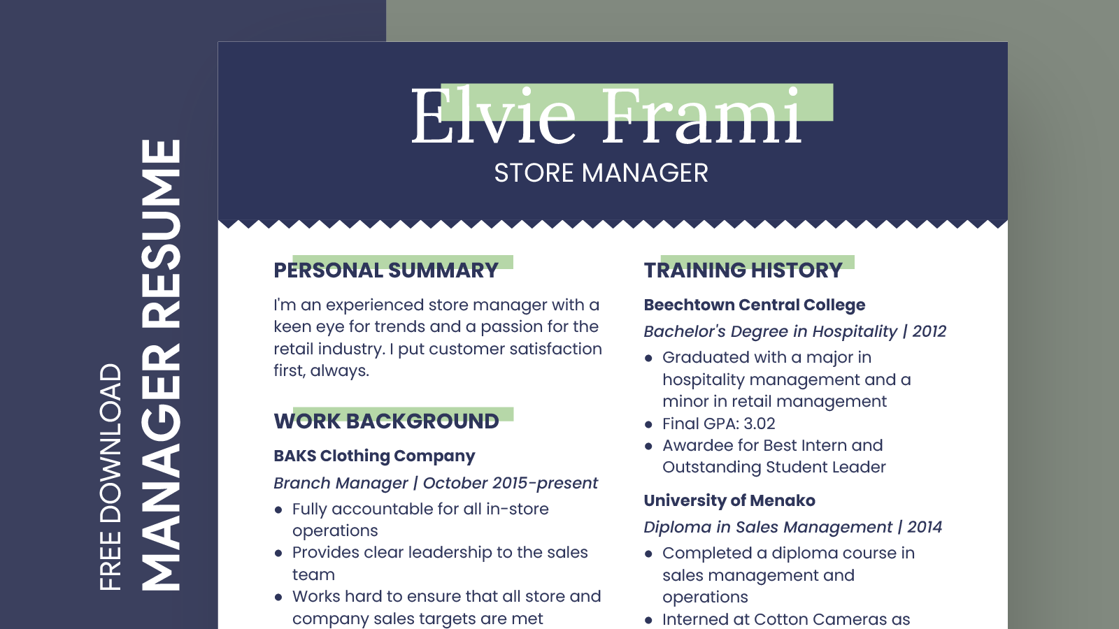 Manager Resume Free Google Docs Template - gdoc.io