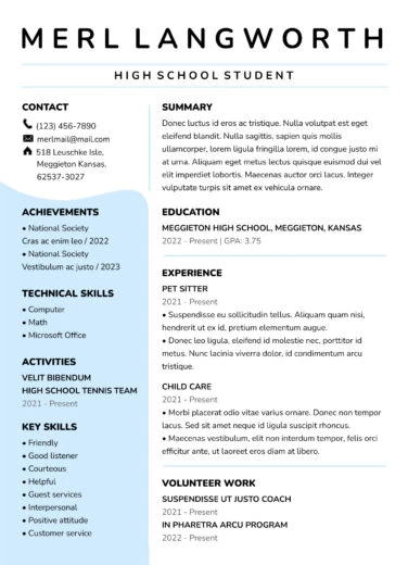 11 High School Student Resume Templates Pdf Doc